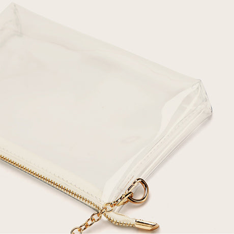 Gold Clear Purse Transparent Beach Bag with Removable Chain_6