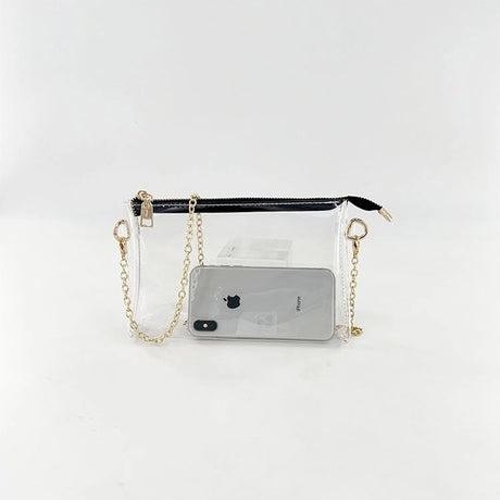 Gold Clear Purse Transparent Beach Bag with Removable Chain_7