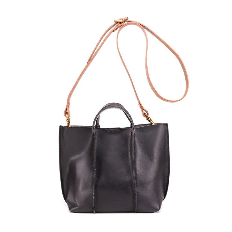 Gold Full Grain Leather Zipper Crossbody Tote Bag | PRUSES-2