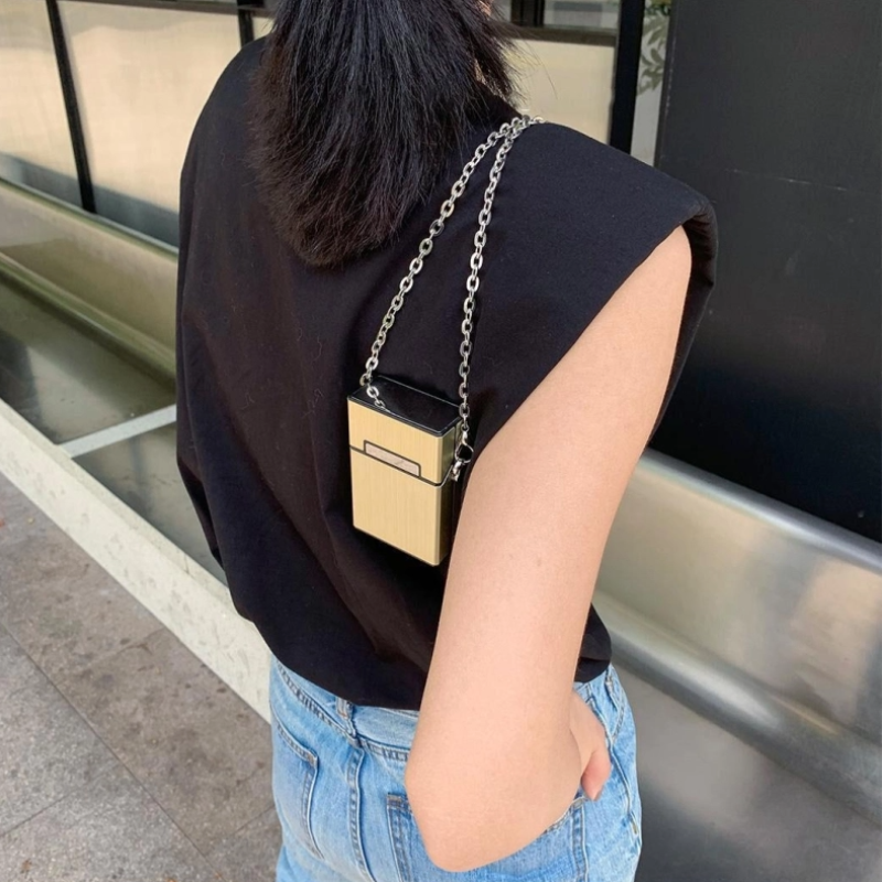 Gold Mini Crossbody Chain Bag Metal Coin Bags