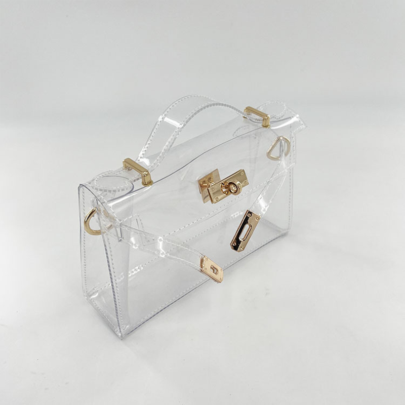 Gold_clear_jelly_satchel_bag_top_handle_transparent_lock_summer_purse_1