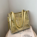 Green Clear Tote Bag Flower Printed Crossbody Tote with Removable Strap| PRUSES