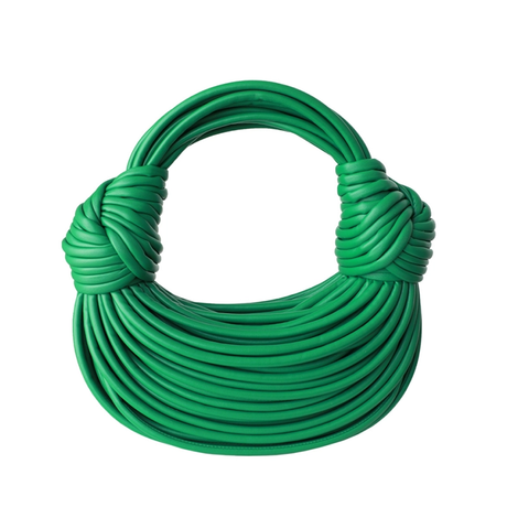 Green Knotted Leather Handbags Woven Bag With Zipper | PRUSES