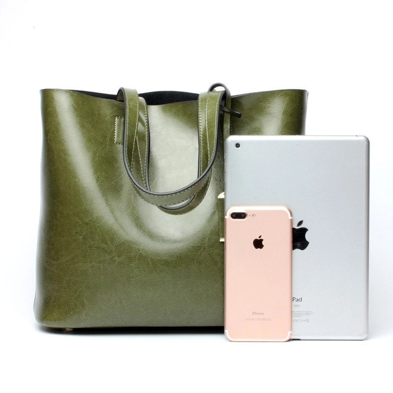 Green Leather Handbags Side Bags for Women | PRUSES-1