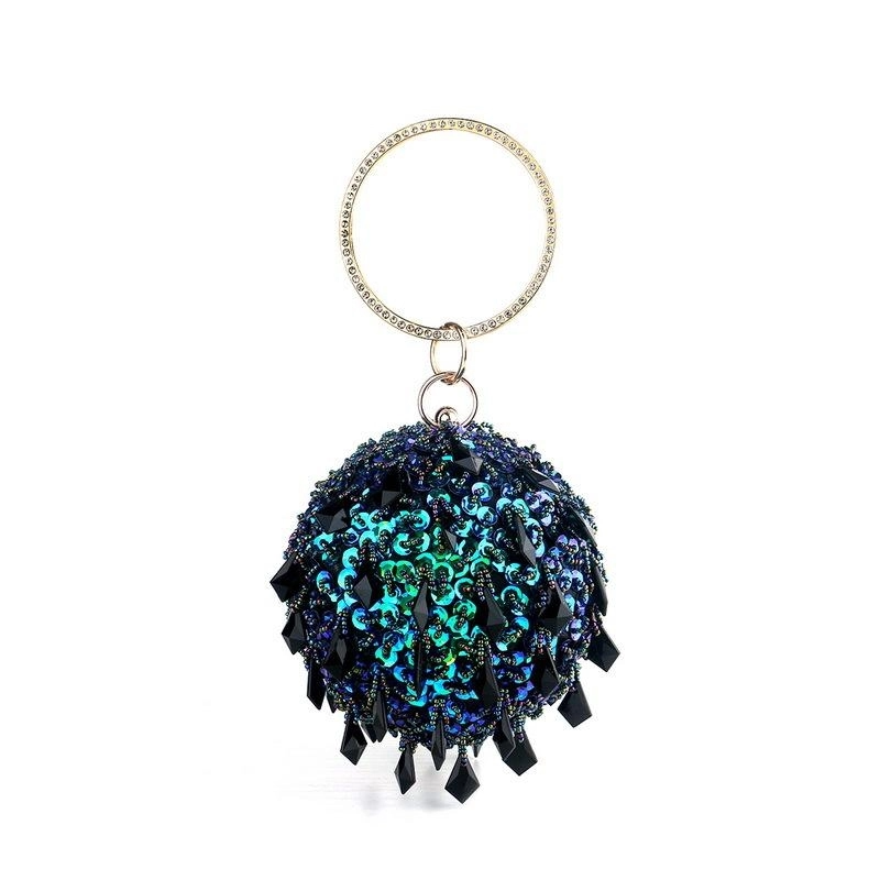 Green Sequins Round Clutch Purse Small Ball Evening Bags | PRUSES