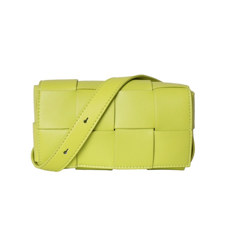 Green Woven Leather Flap Bag Fanny Pack| PRUSES