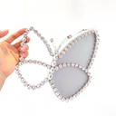 Grey Bow Rhinestone Round Clutch Handbags | PRUSES-5
