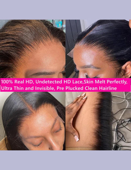 【HD Invisible Lace】Body Wave 13x6 HD Lace Frontal Hair Wigs Hair Invisible Thin Lace 100% Human Hair Wigs-5