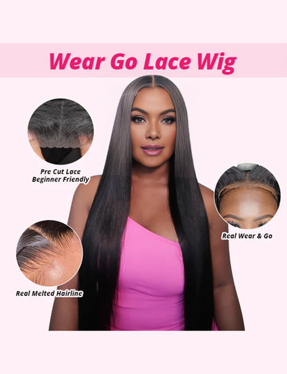 HD Lace Invisible Knots Wear and Go Straight Hair Wig 5x5 Lace Closure And 13x4 Lace Frontal Pre Cut Wigs-3