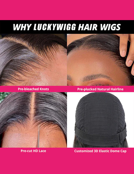 HD Lace Invisible Knots Wear and Go Straight Hair Wig 5x5 Lace Closure And 13x4 Lace Frontal Pre Cut Wigs-8