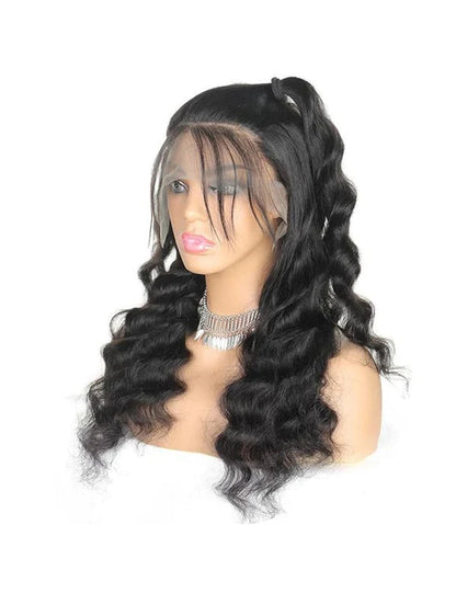 Hair Glueless Wigs Transparent Loose Deep Wave Wig Lace Frontal Closure Wig-1