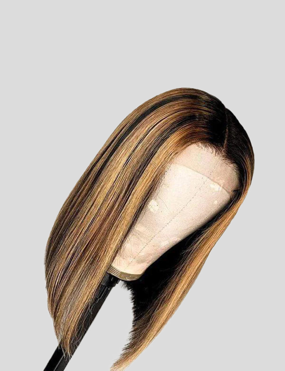 Highlight Bob Wig Honey Blonde Straight Hair Wigs Short Bob Human Hair Wig with Highlights 4x4 Lace Closure Wig P4/27-3