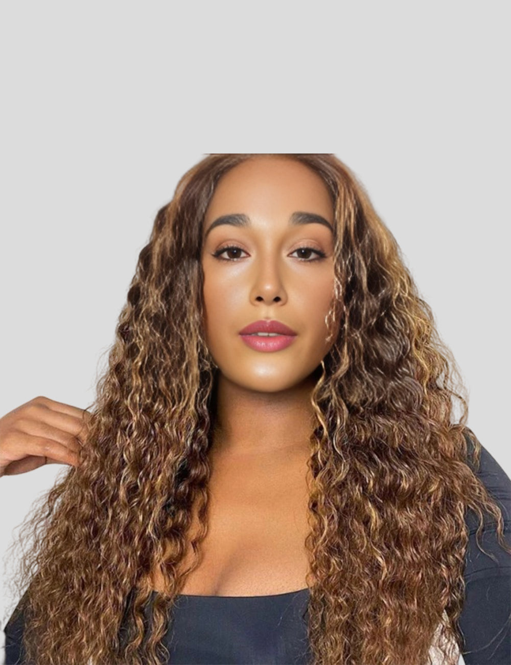 Highlight Wig Deep Wave Wig Honey Blonde HD Lace Wig 4x4 Lace Closure Wig-1