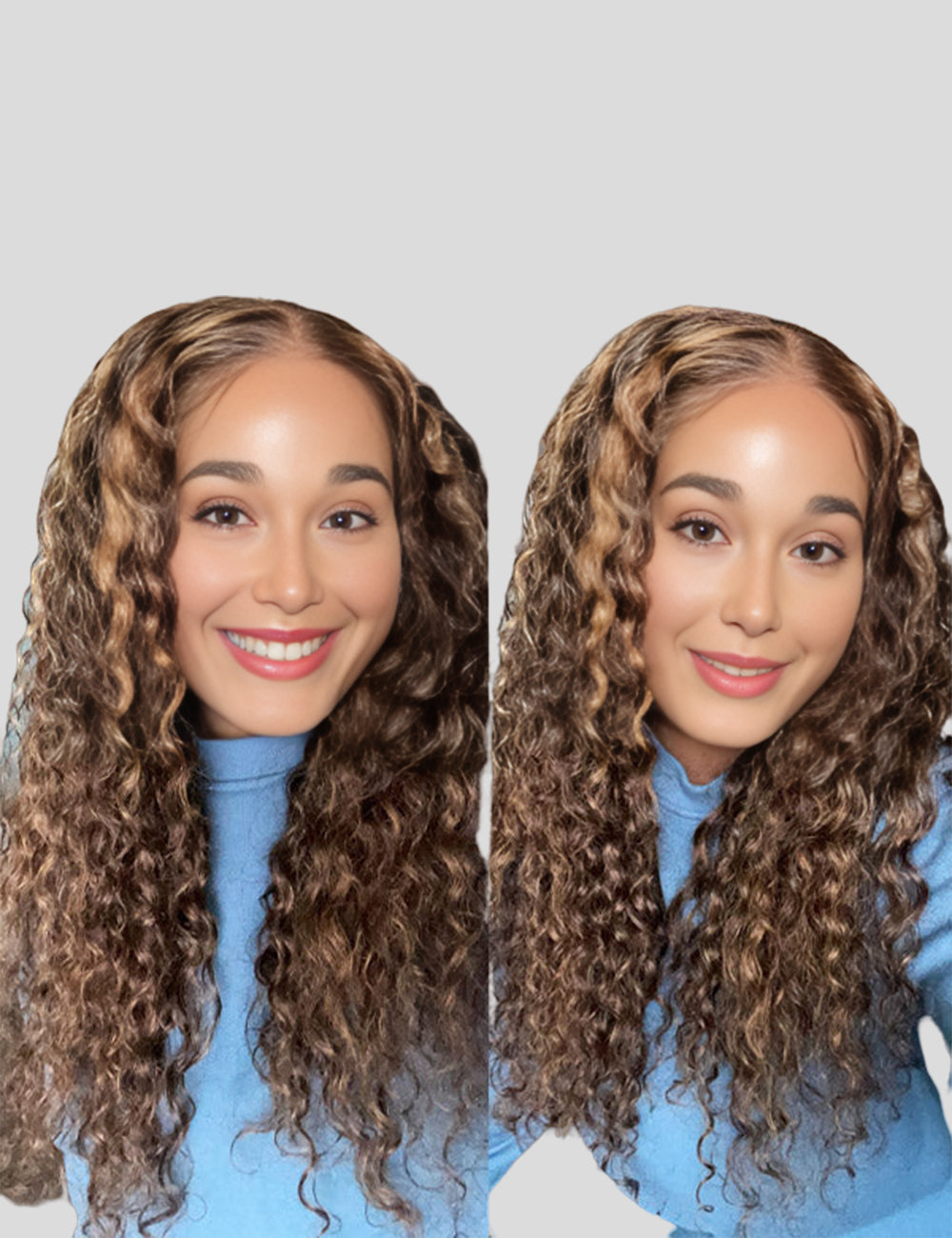 Highlight Wig Deep Wave Wig Honey Blonde HD Lace Wig 4x4 Lace Closure Wig-3