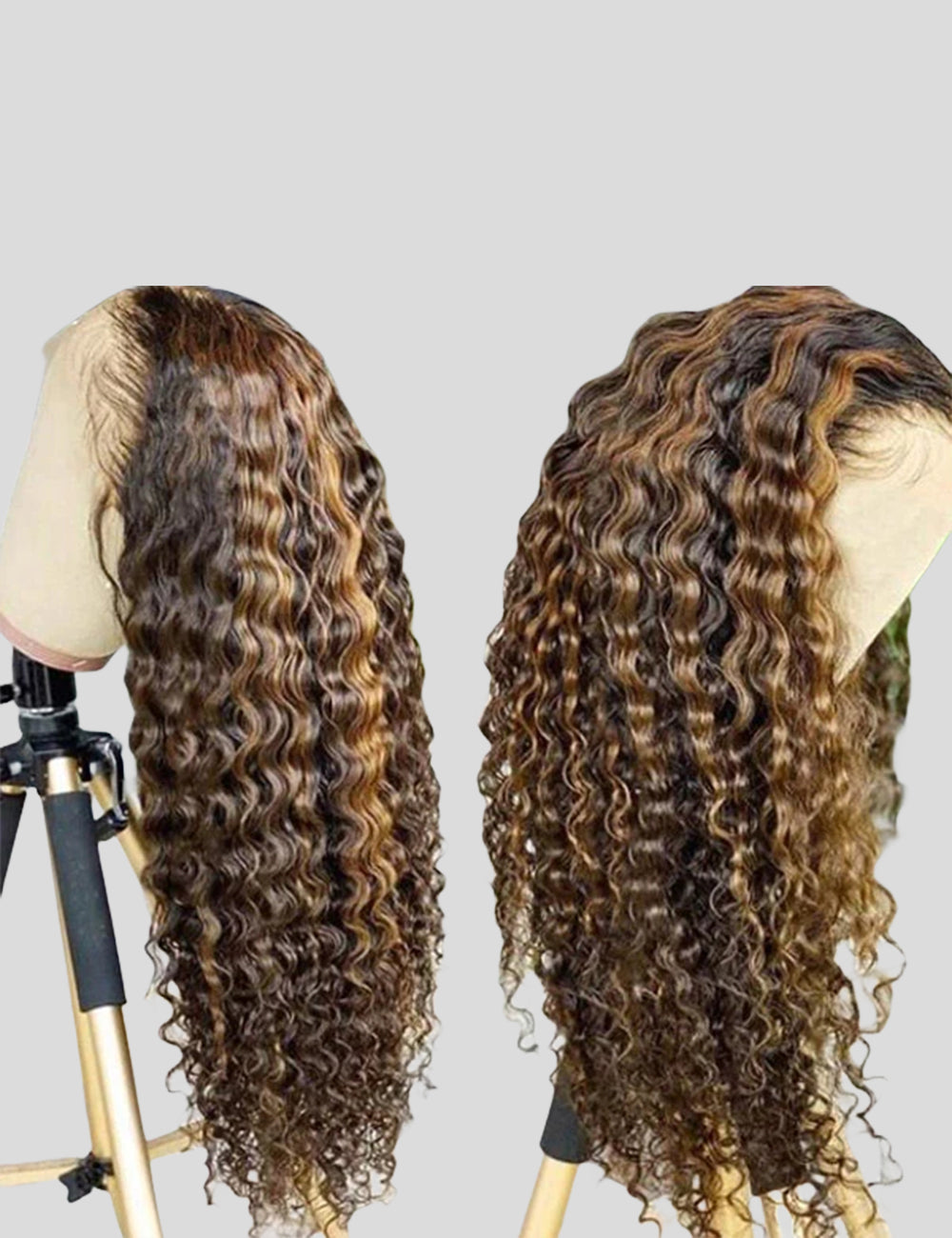 Highlight Wig Deep Wave Wig Honey Blonde HD Lace Wig 4x4 Lace Closure Wig-6