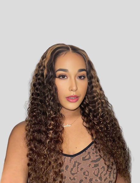 Honey Blonde Deep Wave Wig P4/27 Highlight Lace Front Wigs Peruvian Human Hair Wigs 30 Inch-2