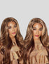 Honey Blonde Highlights Body Wave Lace Wig Unprocessed Lace Front Closure Human Hair Wigs