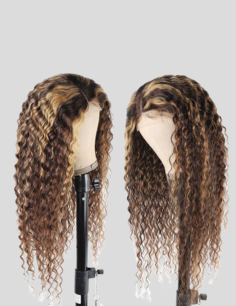 Honey Blonde Highlights Wig Brazilian Deep Wave Wig 4x4 Lace Closure Wigs 180% Density-4