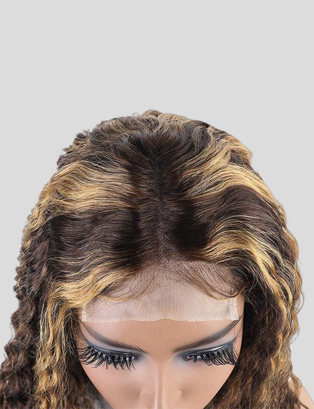 Honey Blonde Highlights Wig Brazilian Deep Wave Wig 4x4 Lace Closure Wigs 180% Density-5