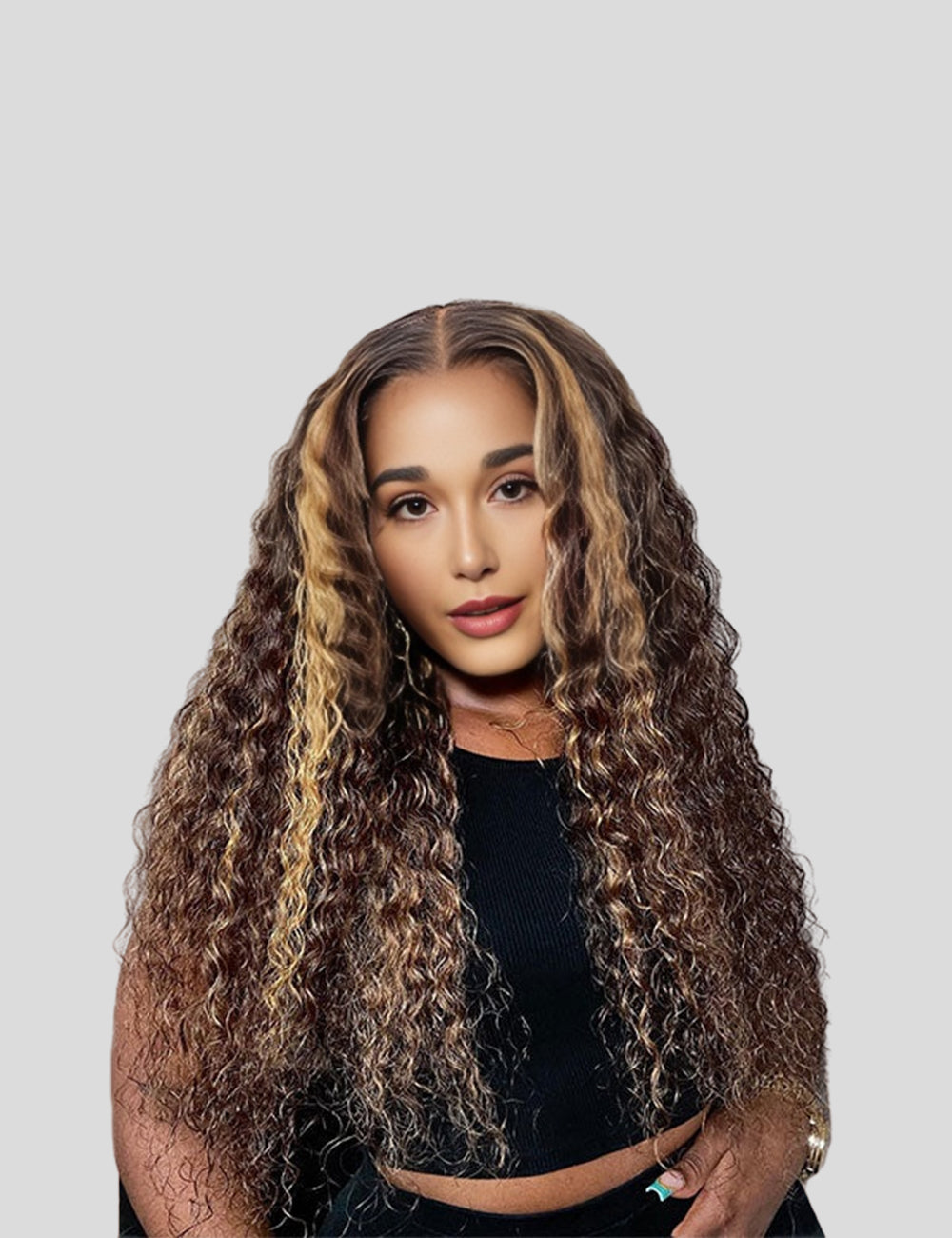 Honey Blonde Highlights Wig Brazilian Deep Wave Wig 4x4 Lace Closure Wigs 180% Density