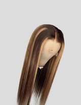 Honey Blonde Human Hair Wigs P4/27 Highlight Wigs Straight and Body Wave Glueless Wig-4