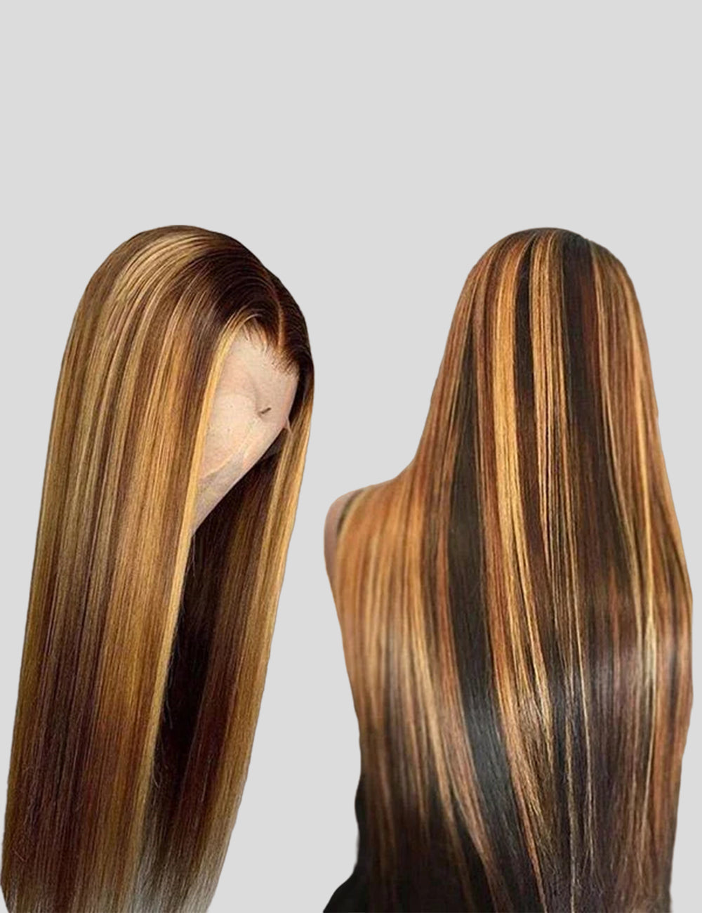 Honey Blonde Human Hair Wigs P4/27 Highlight Wigs Straight and Body Wave Glueless Wig-5