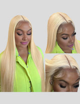 Honey Blonde Wig Straight Hair Wigs HD Transparent 13x4 Lace Front Wigs 613 Long Human Hair Wig 40 Inch-3