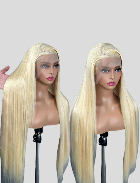 Honey Blonde Wig Straight Hair Wigs HD Transparent 13x4 Lace Front Wigs 613 Long Human Hair Wig 40 Inch-7