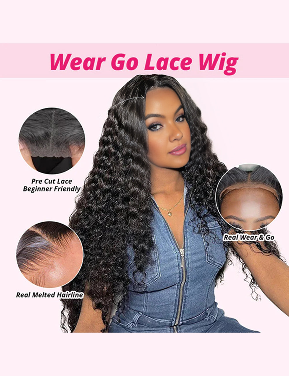 Invisible Knot Wear and Go Deep Wave Wig 13x6 Lace Frontal Wigs Pre Cut Wigs-3