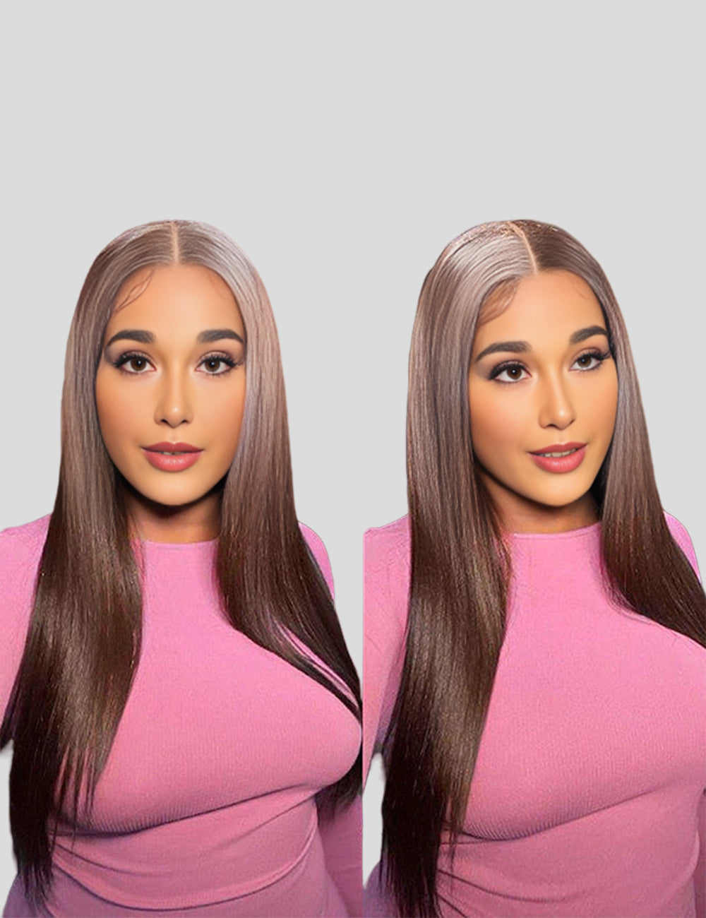 Invisible Knots #4 Brown Colored Human Hair Wigs Wear And Go Straight Hair Lace Front Wigs