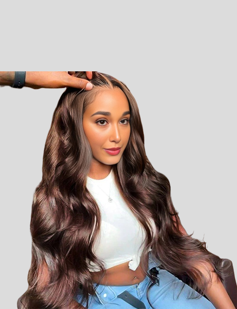 Invisible Knots #4 Chocolate Brown Glueless Colored Wigs Body Wave Human Hair Wigs Beginner Friendly-1