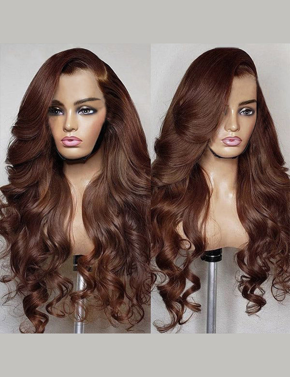 Invisible Knots #4 Chocolate Brown Glueless Colored Wigs Body Wave Human Hair Wigs Beginner Friendly-4