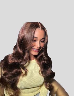 Invisible Knots #4 Chocolate Brown Glueless Colored Wigs Body Wave Human Hair Wigs Beginner Friendly