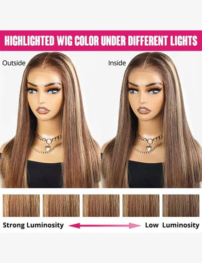 Invisible Knots Balayage Highlight Wigs Kinky Curly 13x6 Glueless Lace Front Wigs Pre Plucked Pre Cut Wigs-11
