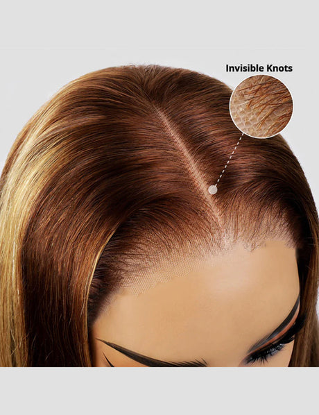 Invisible Knots Balayage Highlight Wigs Kinky Curly 13x6 Glueless Lace Front Wigs Pre Plucked Pre Cut Wigs-5