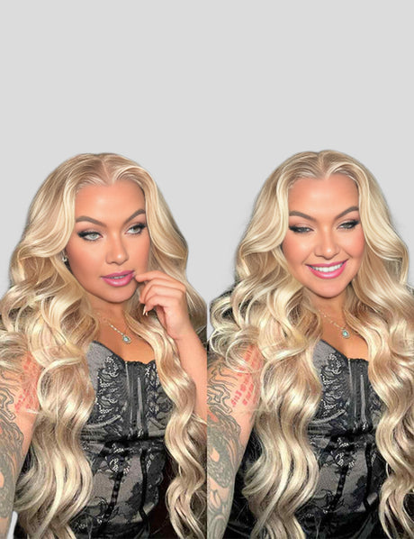 Invisible Knots Barbie Blonde With Brown Highlights P10/613 Body Wave Wear Go Glueless Wig-2