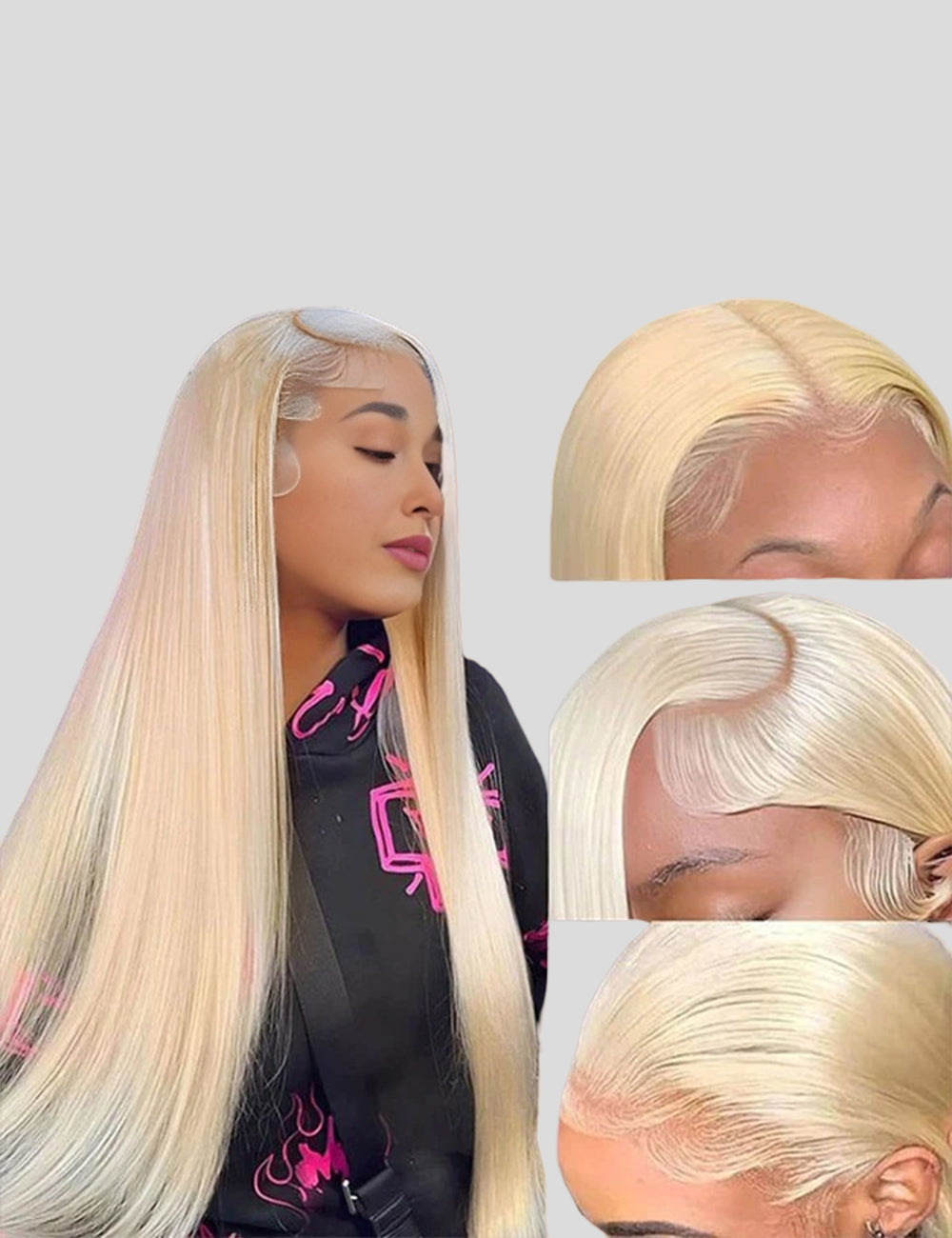 Invisible Knots Blonde Wig Straight HD Lace Frontal Wig Wear And Go Wig Pre Cut Wigs-1