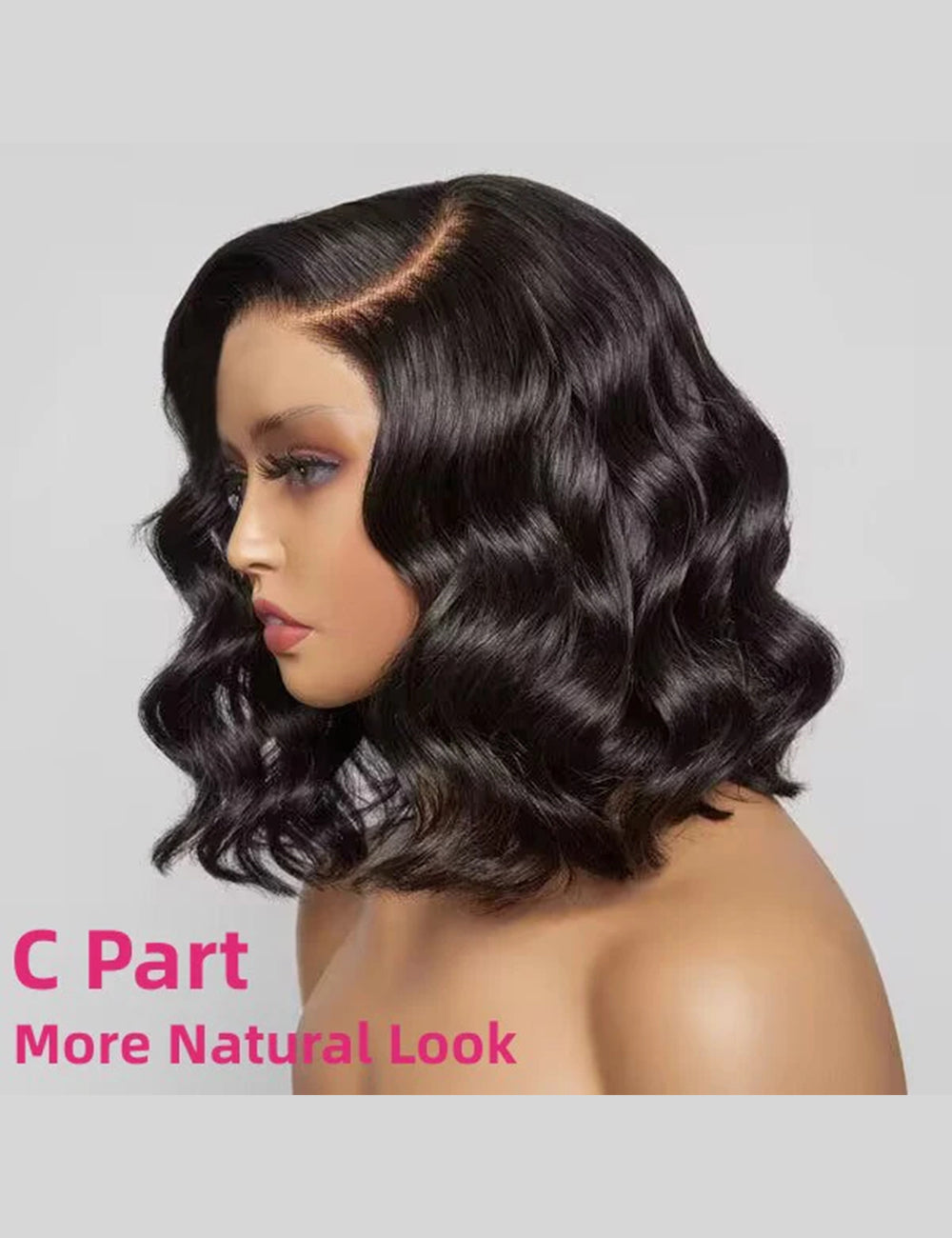Invisible Knots Body Wave Short Bob Wig 5x5 HD C Part Lace Closure Wigs Wear And Go Pre Cut Wigs-11