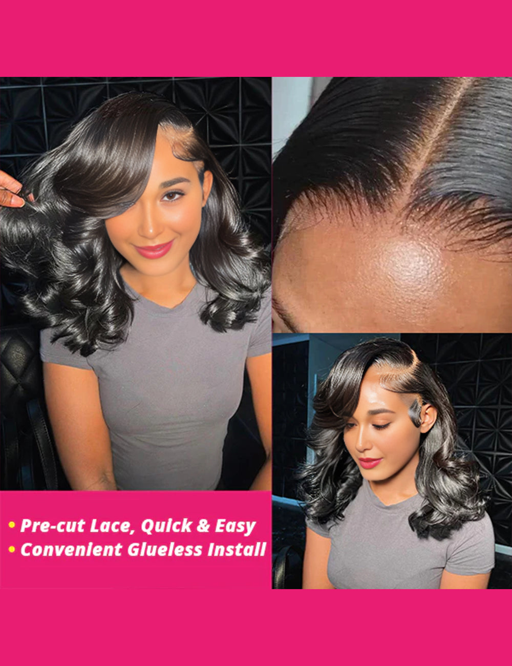 Invisible Knots Body Wave Short Bob Wig 5x5 HD C Part Lace Closure Wigs Wear And Go Pre Cut Wigs-4