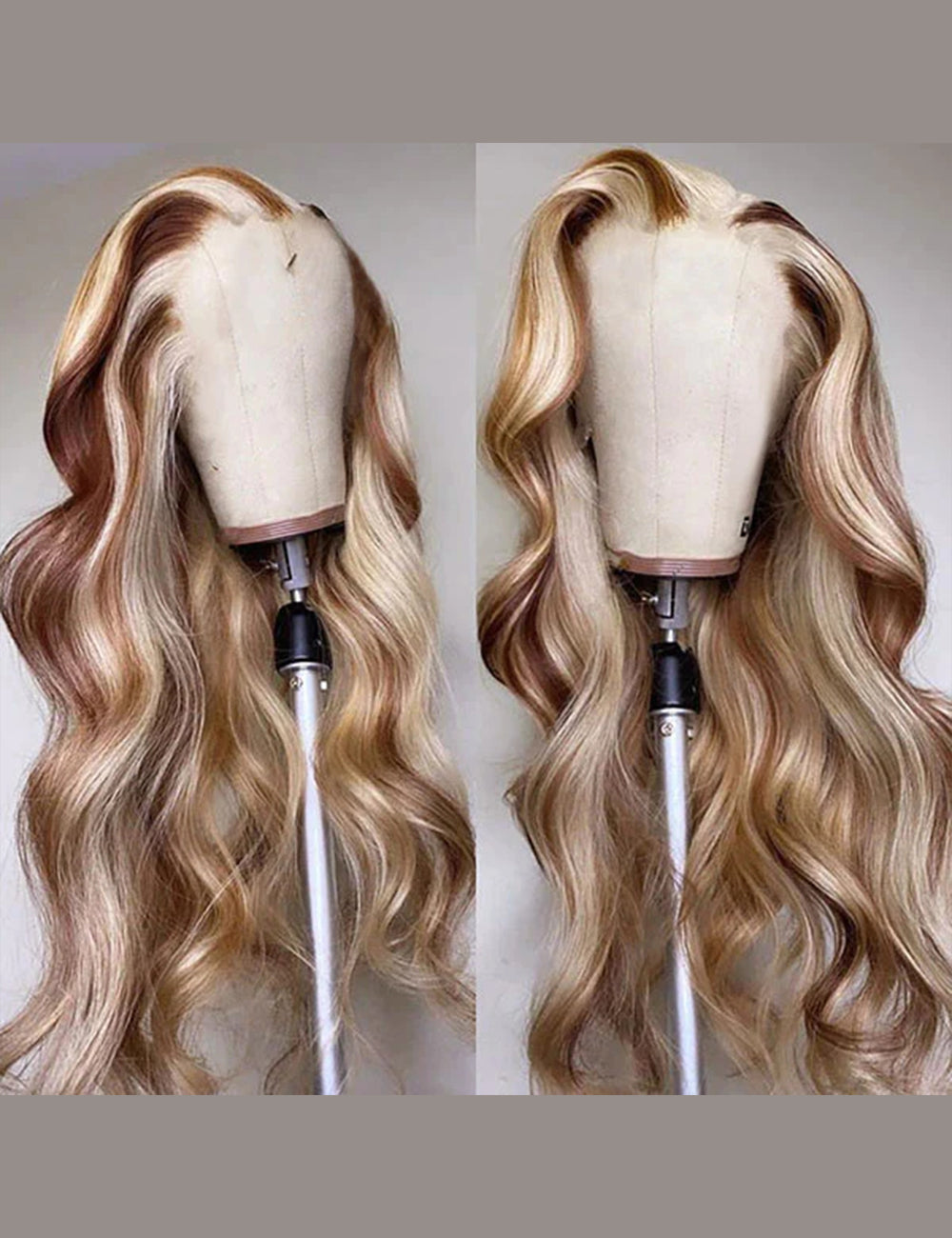 Invisible Knots Brown With Blonde Highlights P4/613 Colored Wigs Body Wave Glueless Pre Cut Wigs-6