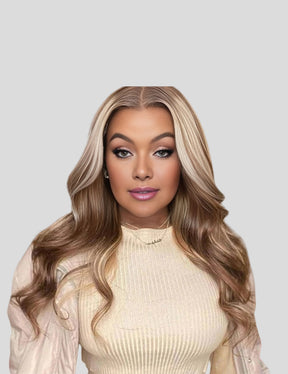 Invisible Knots Brown With Blonde Highlights P4/613 Colored Wigs Body Wave Glueless Pre Cut Wigs