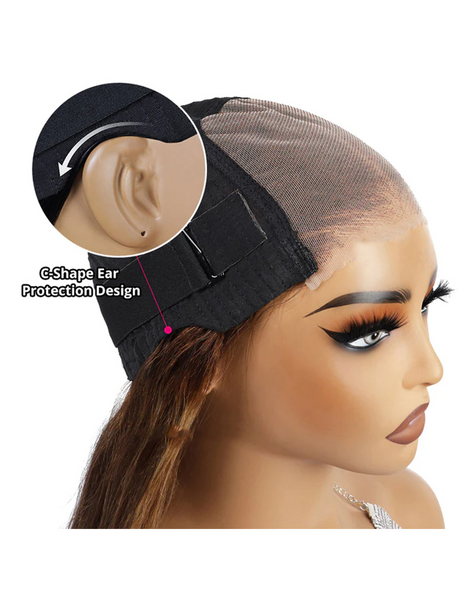 Invisible Knots Deep Wave Wig P4/27 Highlights Wigs Lace Closure Wigs Human Hair Pre Cut Wigs-6