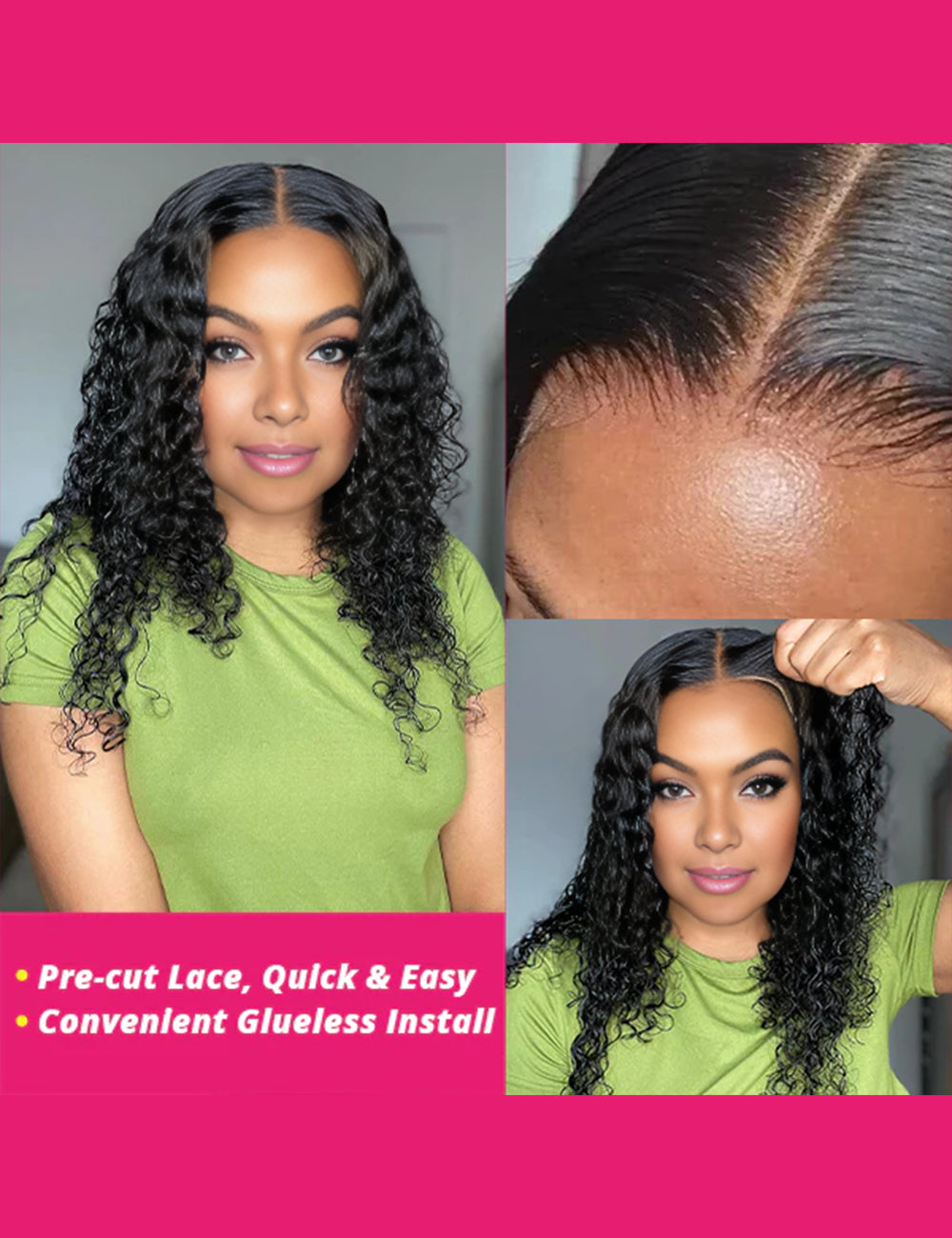 Invisible Knots Glueless Bob Wig Water Wave Human Hair Bob Wigs 5x5 HD Lace Closure Pre Cut Wigs-5
