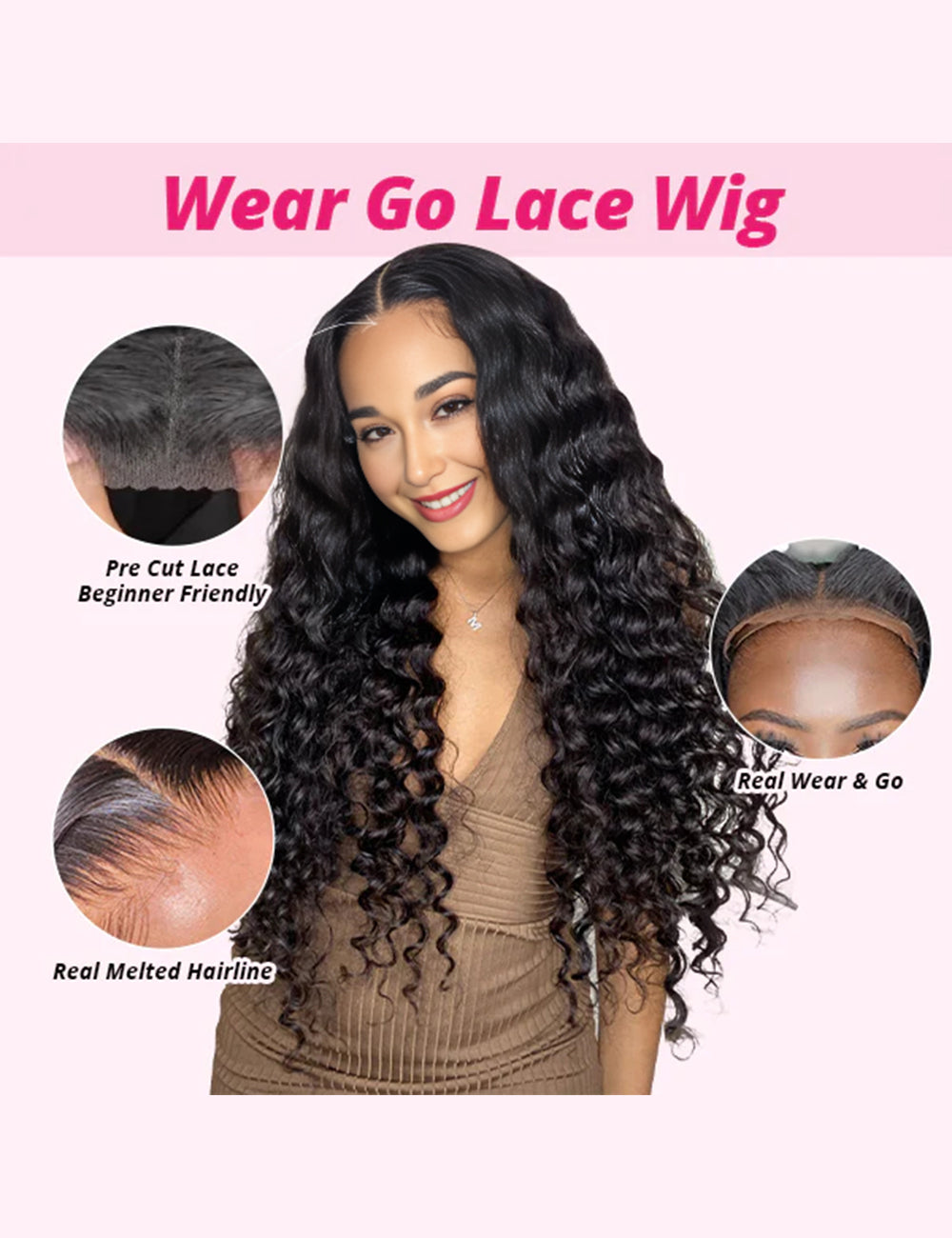 Invisible Knots Glueless Wigs Deep Curly 13x4 HD Lace Frontal Wig Human Hair Pre Cut Wigs-3