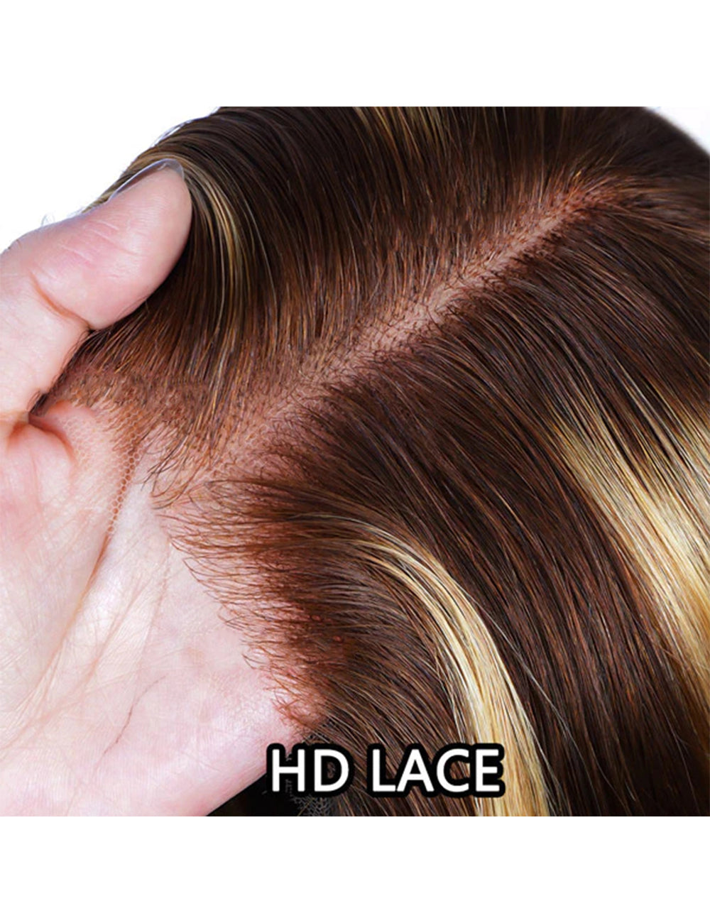 Invisible Knots HD Lace Balayage Straight Human Hair Wigs Wear Go Highlighted Honey Blonde P4/27 Pre Cut Wigs-12