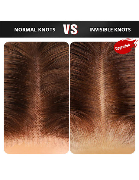 Invisible Knots HD Lace Balayage Straight Human Hair Wigs Wear Go Highlighted Honey Blonde P4/27 Pre Cut Wigs-13