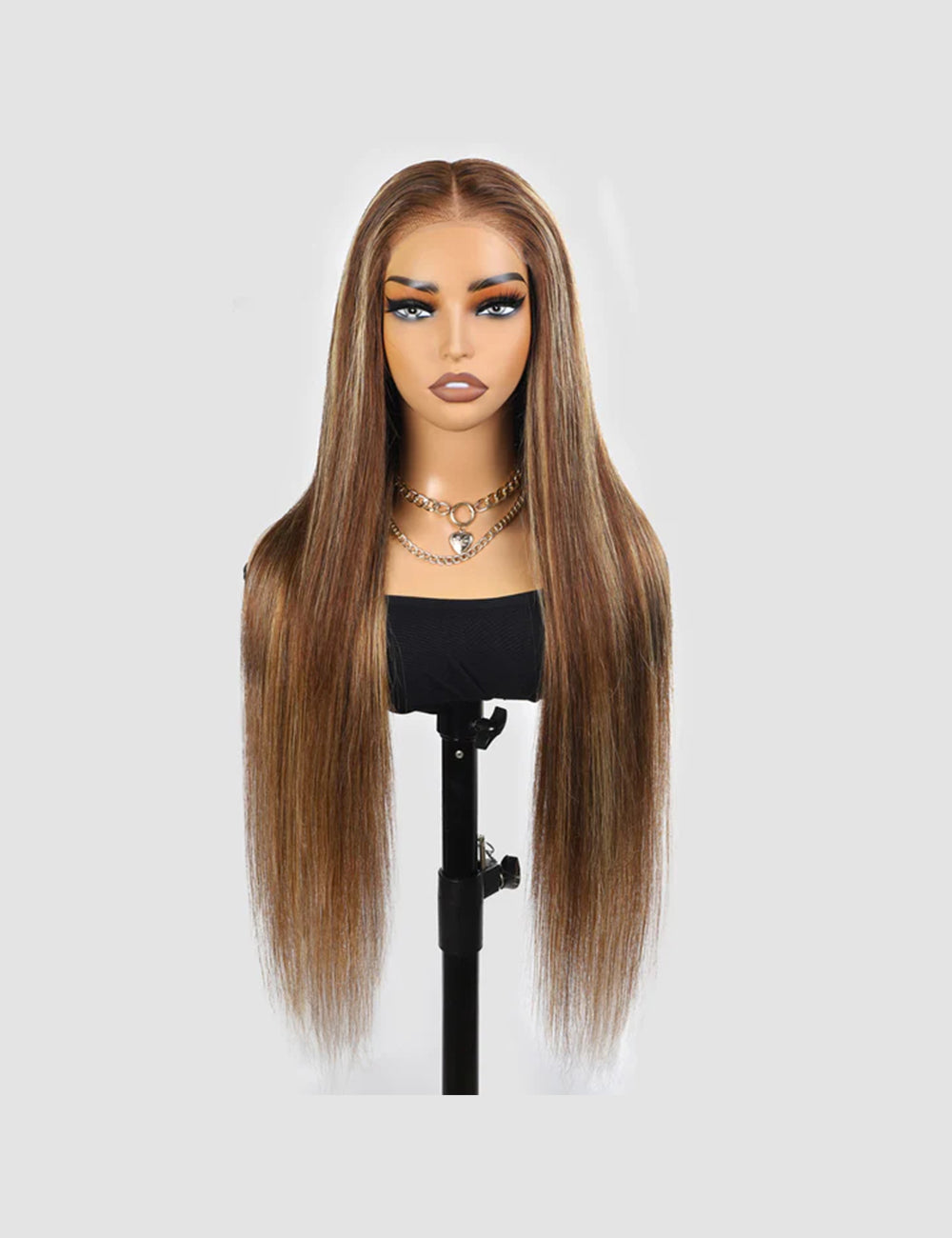 Invisible Knots HD Lace Balayage Straight Human Hair Wigs Wear Go Highlighted Honey Blonde P4/27 Pre Cut Wigs-15