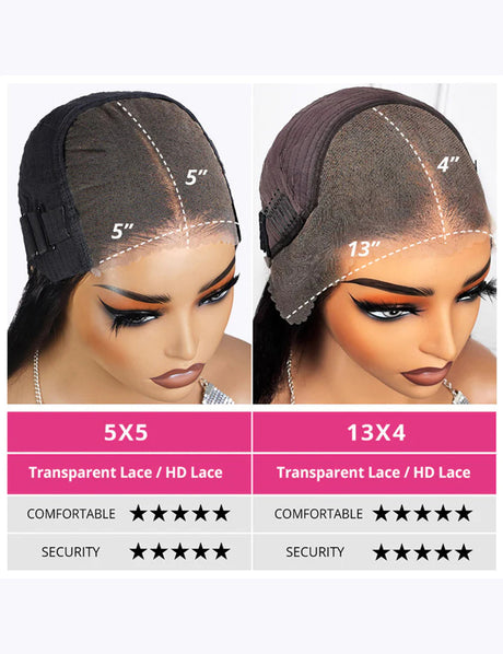 Invisible Knots HD Lace Glueless Wigs Kinky Curly Wigs Human Hair Pre Cut Wigs With Natural Baby Hair-3