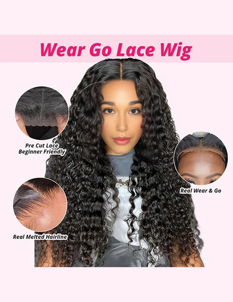 Invisible Knots HD Lace Pre Cut Wigs Deep Wave Glueless Human Hair Wigs With Baby Hair-3