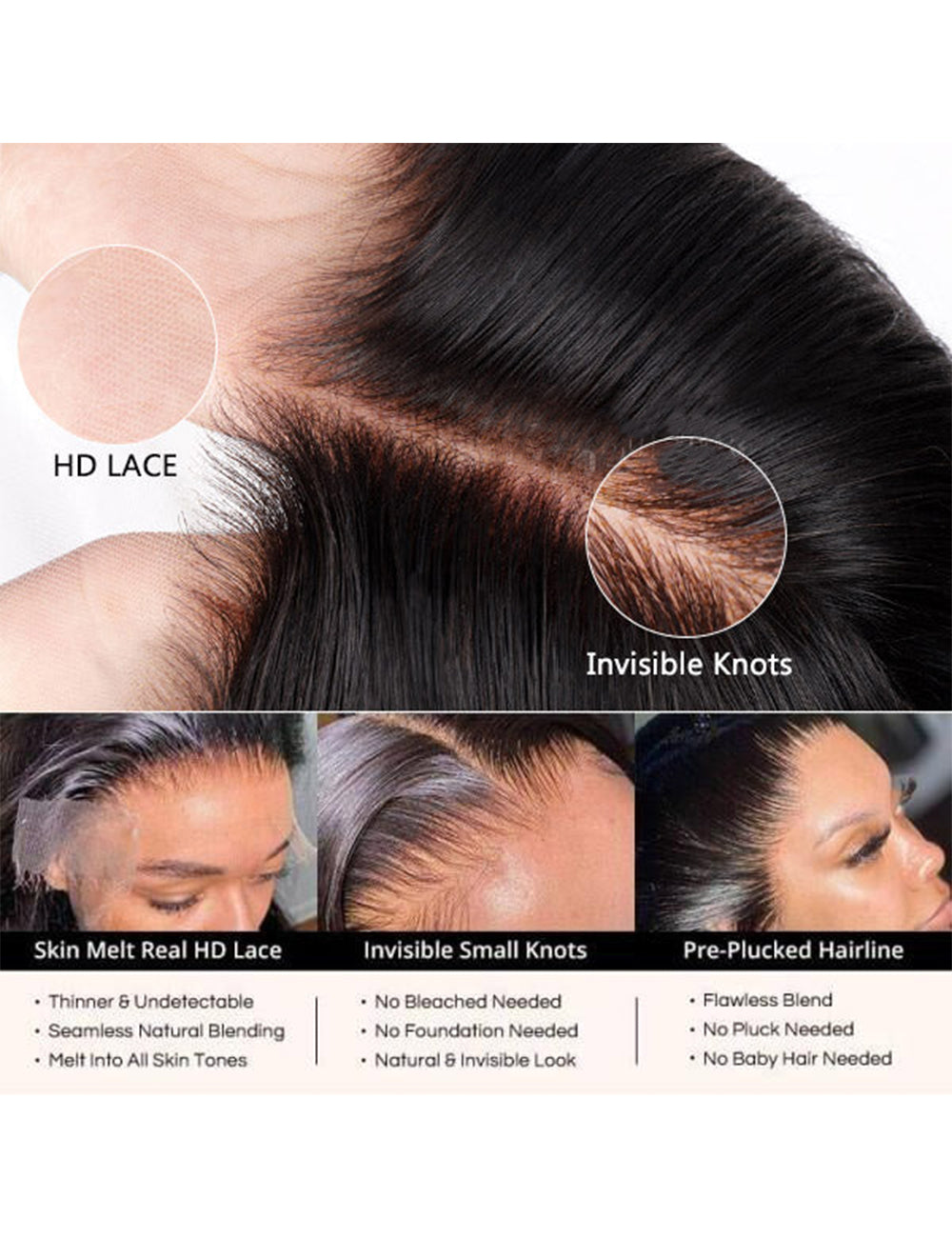 Invisible Knots HD Lace Water Wave Human Hair Wigs Pre Cut Wigs Glueless Wig Pre Plucked-14